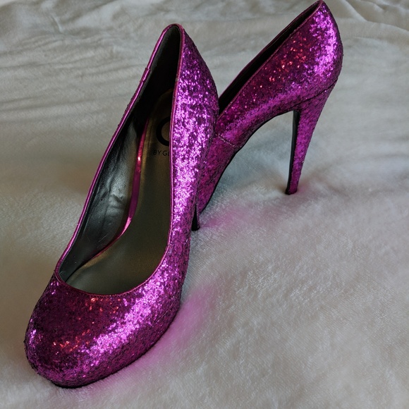 hot pink sparkly heels